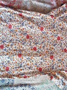btween Cream Floral Blouse with Pink and Mustard Blooms